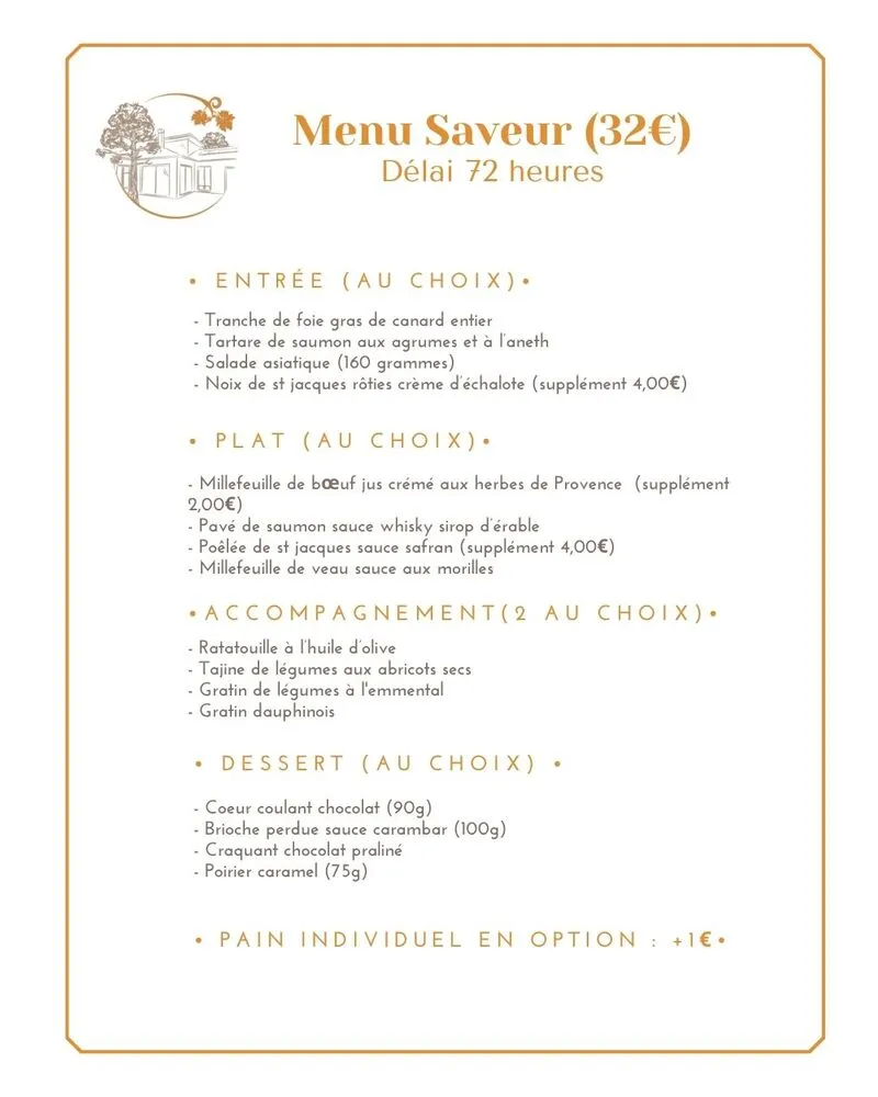 Repas traiteur complet Menu Saveur